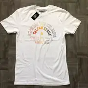 NWT Men's Volcom T-Shirt White Medium Mini pinline SS Tee