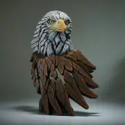 Bald Eagle Bust Sculpture Figure Evocative Hand Painted Marble Castings Blend