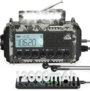Crank Radio, Solar & Crank Emergency Radio, AM/FM/SW Radio, Portable Retro, as Torch & Reading Light, for Camping, Emergency, Blackout (Grey)