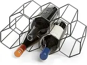 Countertop Wine Rack, 9 Wine Bottle Holder Organizer, Free Standing Tabletop Wine Bottle Storage Holder, Metal Wine Rack Honeycomb for Wine Cellar Bar Cabinet (Black)