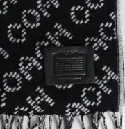 Coach Men's Black/White Merino Wool Logo Signature Scarf