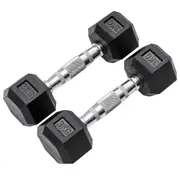 METEOR 3kg Rubber Hex Dumbbells, Hex Dumbbells, Fixed Weight Dumbbells, Gym Weights, Dumbbell Weights (1 Pair)