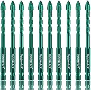 Mgtgbao 10pc 1/4” Green Masonry Drill Bits, 6MM Concrete Drill Bit Set for Tile,Brick, Plastic and Wood,Tungsten Carbide Tip Best for Wall Mirror and Ceramic Tile.