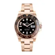 Rolex GMT-Master II Watch 40MM Black Index Hour Markers Dial Rose Gold