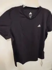 ADIDAS STRIPED TSHIRT CLIMA-COOL ATHLETIC ENERGY SS TOP SOLID BLK TEE IN SIZE L