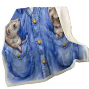 Kids Adorable Animal Drawings Pocket Ferrets Throw Blanket