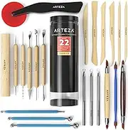 Arteza Pottery Tools & Clay Sculpting Tools, Set of 22 Pieces in PET Storage Tube, Art Supplies for Clay, Pottery, Ceramics Artwork & Holiday Crafts
