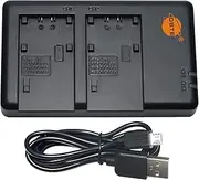 DSTE NP-FH50 USB Dual Battery Charger Compatible with Sony NP-FP50 NP-FH100 NP-FV50 NP-FV/FP/FH Battery - Powered by Micro USB to USB-A 2.0 Charging Cable