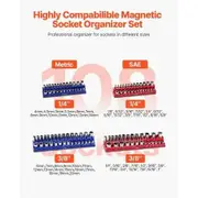 Magnetic Socket Organizer Set 4PCS Socket Trays Blue & Red for Metric SAE