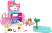 [Barbie] Toy Camper & Chelsea Doll, 2-in-1 Playset with 2 Pets & 15 Accessories, Vehicle Transforms into Camp Site (Amazon Exclusive)