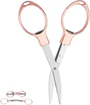 Mini Folding Scissors (Rose Gold Stainless Steel) Safe, Durable, and Portable fo