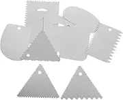 MUCKLILY 9pcs Cake Scraper Set: Patterned Decorating Comb Stainless Steel Cream Smoother Cream Edge Tool for Baking