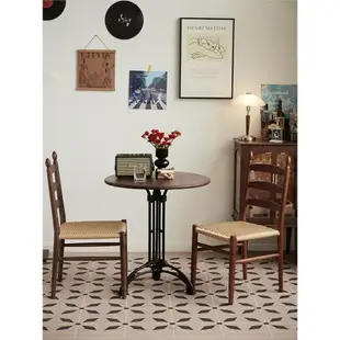 物應夏克餐椅北歐實木中古簡約復古家用藤編椅咖啡店餐廳椅子家具