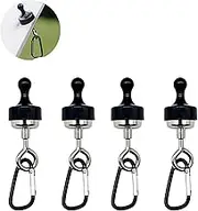 Magnetic Hooks, Pack of 4, Magnetic Holder, Round Magnetic Hooks for Camping, Garage, Kitchen, Office, Hooks, Removable, Magnets Camping Gadgets (Black)