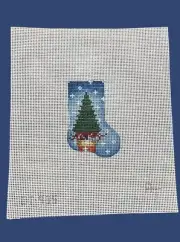 Topiary Tree Mini Stocking Associated Talents Handpainted Needlepoint Canvas