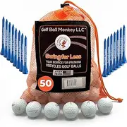 [Golf Ball Monkey] Cheap Recycled Golf Balls ProV1 and ProV1X Golf Balls in Good Condition - Used Golf Balls Pro V1 and Pro V1X Golf Balls - Includes 15 Tees and Mesh Bag.