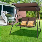 Costway2 Seat Outdoor Porch Swing with Spring Hook and Soft Cushions