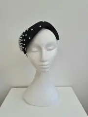 Miss Cassidy. Womens black vintage style headpiece with pearls