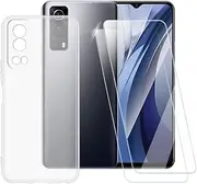 Printed TPU Case + 2-Pack Tempered Glass Screen Protector Compatible with Vivo Y52 2022, Artistic Slim Shockproof Cover, Anti-Scratch, Full Protection