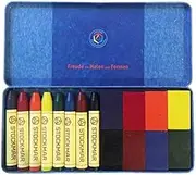 Wax Crayon Sticks with Blocks Combo Tin Box, Assorted Colors (Pack of 8)