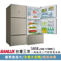 在飛比找momo購物網優惠-【SANLUX 台灣三洋】◆580公升一級能效變頻三門冰箱(