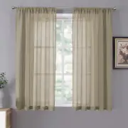 Short Sheer Curtains Linen Textured Living Room Curtain Sheers Light Filtering R