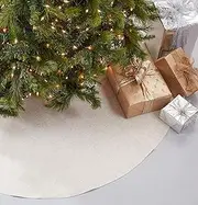 Saro Lifestyle Toscana Tree Skirt with Piping, 56", Natural