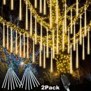 2 Pack 192LED Lights Meteor Shower Rain Tree String Light Garden Party Outdoor