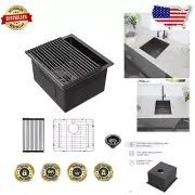 Compact 15x17 Inch Undermount Sink with Patented Drainage - Gunmetal Finish