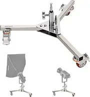 NEEWER Heavy Duty Stainless Steel Light Stand Base with Junior to Baby Adapter for Photography Monolight Flash Video Light, Wheeled Stand Base Fits 1-1/8" (28mm) C Stand Center Column, 165lb/75kg Load
