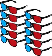 uxcell 10pcs Red Blue 3D Viewing Glasses, Plastic 3D Movies Glass for TV Anaglyph Stereoscopic Projection Video Game, 5.7 Inch Black Frame