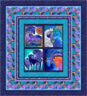 Laurel Burch Fiesta Horses Quilt Kit Purple 7 Variations ~ FREE Pattern Included