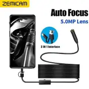 Auto Focus Endoscope Camera 5.0MP HD1944P 3in1 Type-c Micro USB Borescope 4 LEDs