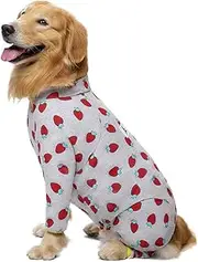 Cotton Medium Large Dog Onesie Surgery Recovery Suit for Medium Large Bodysuit Dogs Pajamas Pjs,Full Covered Dog Recovery Suit After Surgery,Long Sleeved with Zipper On Back