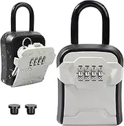 H HOME-MART Lock Box,Key Lock Box Wall Mounted for Outside House Keys,Portable Key Safe Combination Lockbox with Resettable Code, Gray