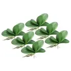 6 Pcs 5.7 Inch Faux Orchid Leaves 5 Petals Artificial Leaf with Stems