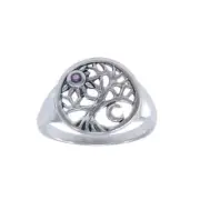 Tree of Life Genuine Amethyst 925 Sterling Silver Ring Fine Symbolic Jewelry