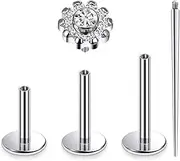 [Xnsjeyy] 16G G23 Titanium Tragus Conch Helix Piercing Jewelry Internally Threaded Flat Back Cartilage Earrings Forward Helix Earrings Medusa Labret Piercing Jewelry for Women Men Silver 6MM 8MM 10MM