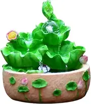 Tabletop Fountain Lotus Leaf Tabletop Fountain Resin Craft Desktop Fountain Indoor Microscape Circulating Flowing Water Waterscape Home Office Relieve Stress (Size : with Atomizer)