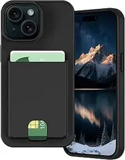 Petocase for iPhone 15 Wallet Case Card Holder Slot Ultra Slim Fit Flexible TPU Gel Rubber Soft Skin Silicone Protective Phone Case Cover for Apple iPhone 15 6.1 inch Black