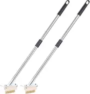 MOTRAIN Manual Crack Weeder Tool, Adjustable Stainless Steel Weeding Brush with Long Handle, Moss & Weed Remover for Decks, Driveways & Sidewalks (Includes 2 Wire Brush Heads)