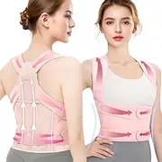 CUBETA Posture Corrector for Men and Women, Adjustable Full Back Support and Shoulder Corrector for Back Pain Relief, Hunchback Correction, Scoliosis, Posture Trainer (Pink)