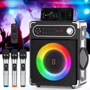 Karaoke Machine with 3 Wireless UHF Microphones for Adults, Portable Bluetoot...