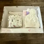 Betsey Johnson 4 Piece Set Hat Ski Girl Cosmetic Case Strap and Key Chain Gift