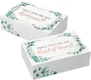 Bridesmaid Proposal Box Set I 6 Pack I 1 Maid of Honor Proposal Box and 5 Will You be My Bridesmaid Boxes I Greenery with Rose Gold Foil Bridesmaid Box for Bridesmaid Gifts