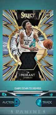DIGITAL CARD PANINI NBA DUNK 2019/20 JA MORANT SELECT SWATCHES RC RARE!