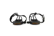 Bikelane Black Alloy Pedal and Nylon Toe Clip with Straps Set