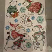 Polar Bears Santa Christmas Window Glass Decor Xmas Snowflakes Stickers Decals