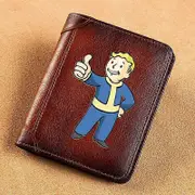 High Quality Genuine Leather Wallet Fallout 4 Vault 111 Symbol Printing Card Holder Male Short Purses BK670 BK669