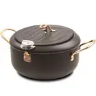 Japanese Tempura Deep Fryer Pot 3.5L- Fahrenheit Thermometer, Nonstick Coatin...